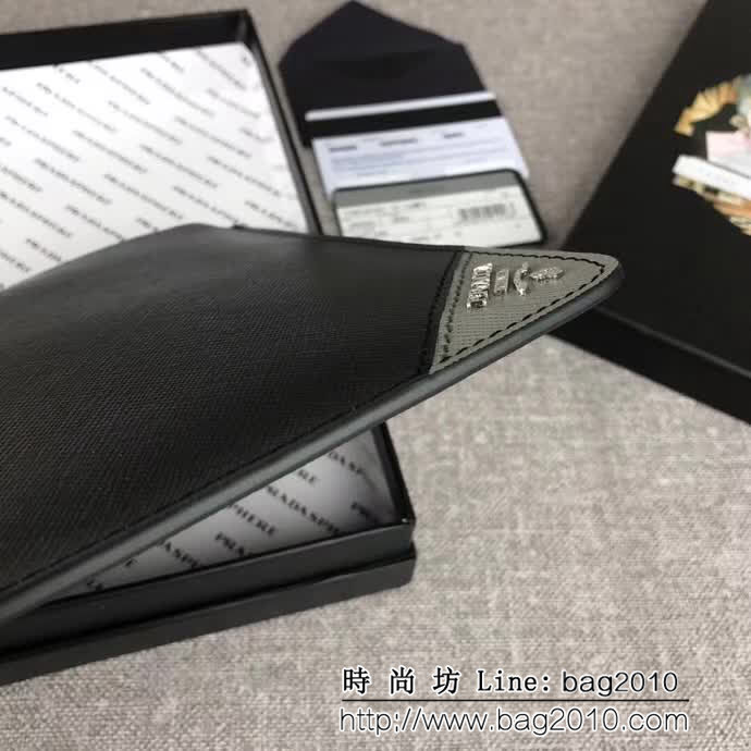 PRADA普拉達 官網同步 專櫃最新款式 頂級原單十字紋牛皮 男士手包 2NG005 DD1171